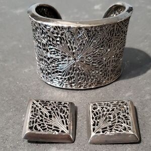 Vintage 80's Les Bernard Cuff & Earrings Set